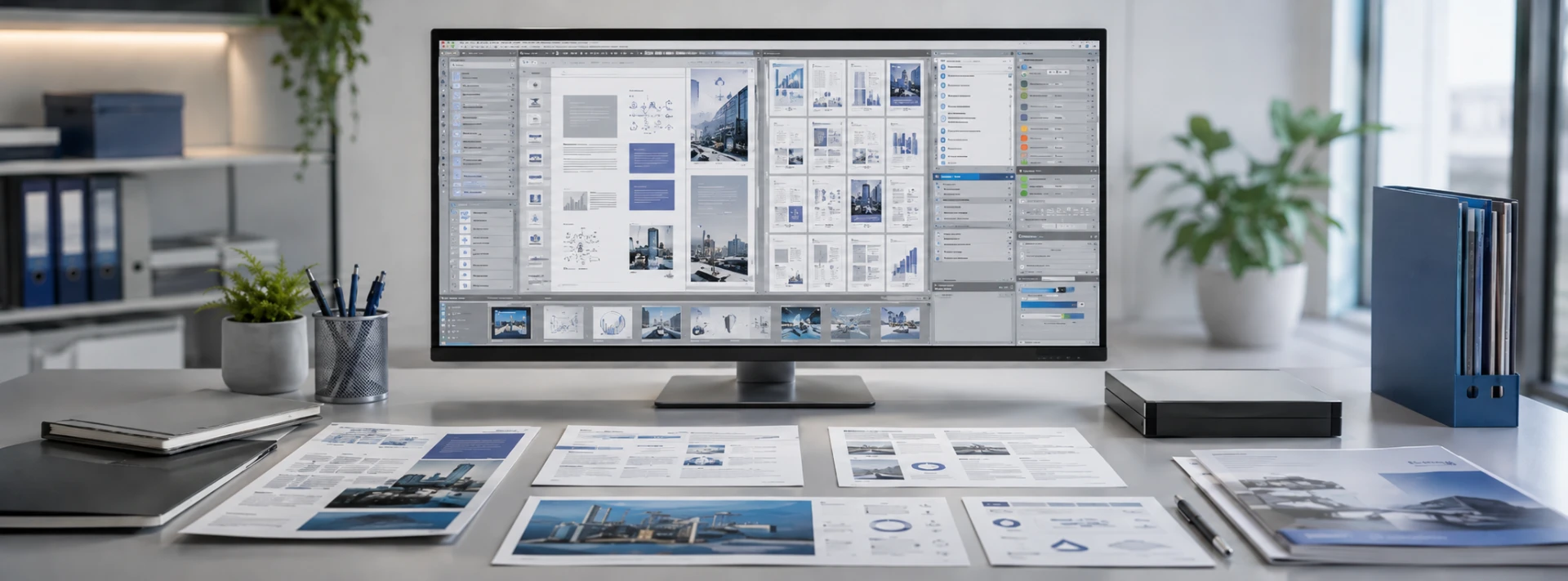 Professional multilingual desktop publishing workstation used for document layout, language resources, quality assurance and file production